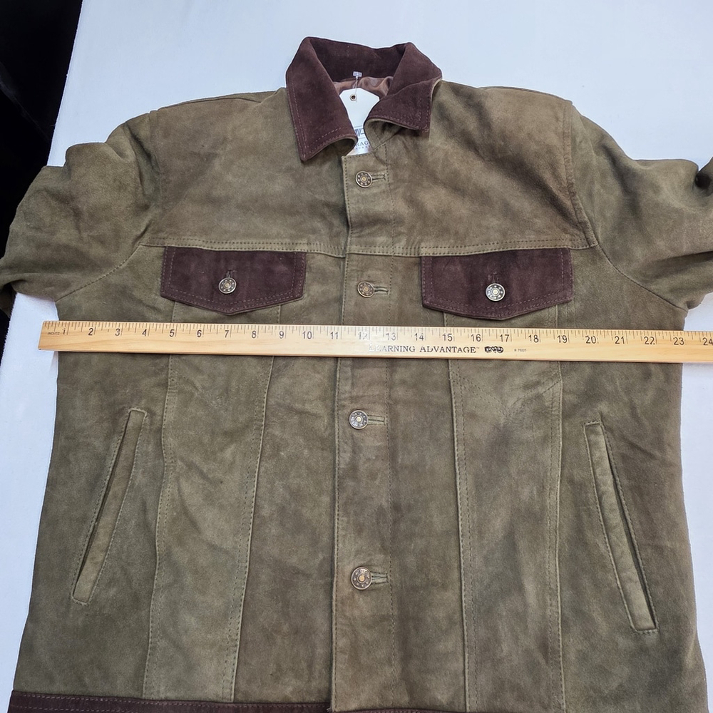 Men's Olive Suede Jacket - Picture 9 of 12
